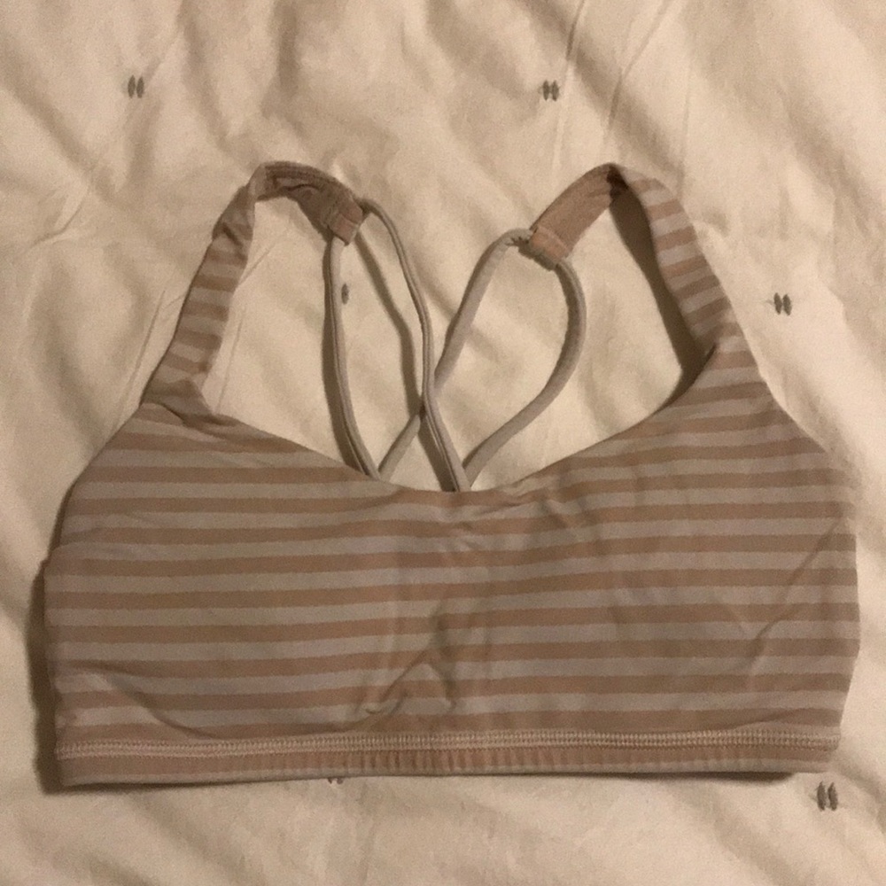 Tan and white stripped bra